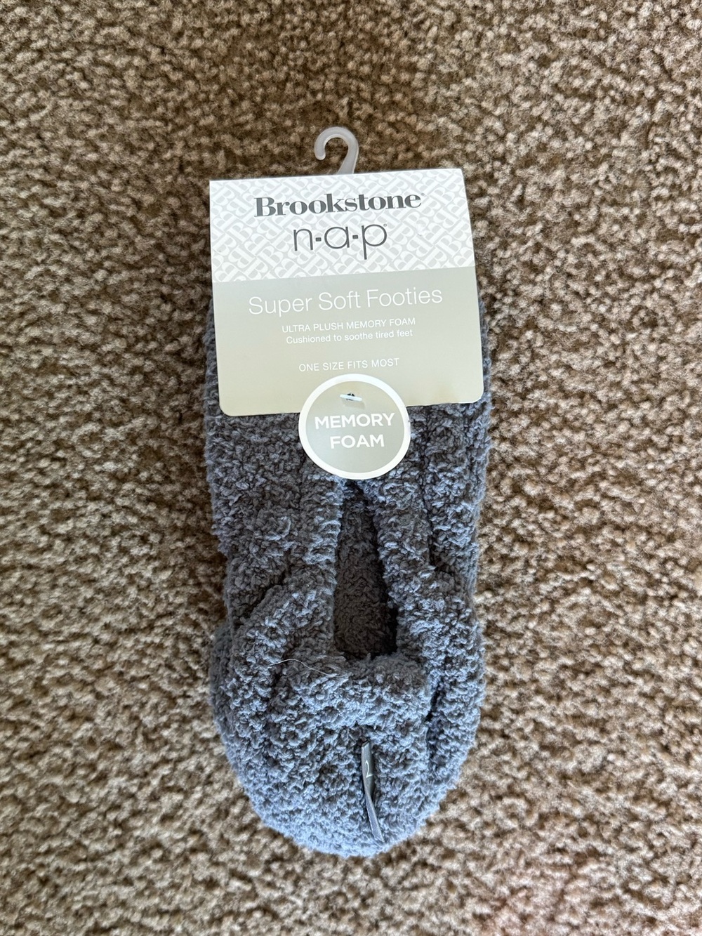 Brookstone N-A-P Super Soft Footies Gray Fleece